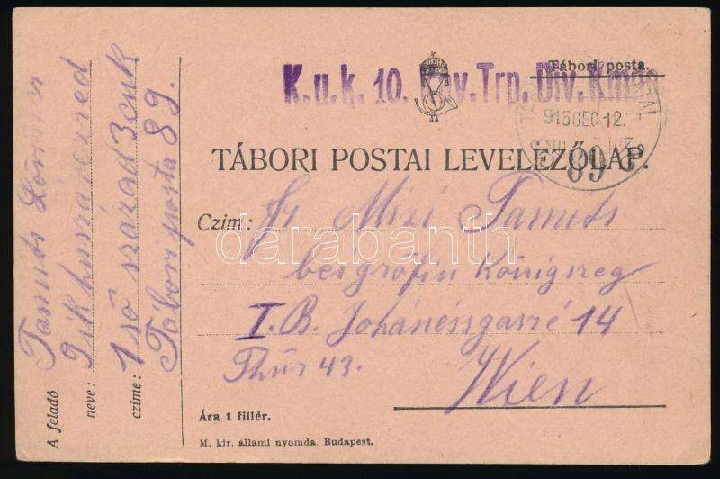 Lot 3423 - Hungary philately and postal history hungary - austro-hungarian fieldpost w.w.i. - Darabanth Co Ltd Stamps, Coins and Postcards Mail Auction #283 Lot 3423 - Hungary philately and postal history hungary - austro-hungarian fieldpost w.w.i. - Darabanth Co Ltd Stamps, Coins and Postcards Mail Auction #283