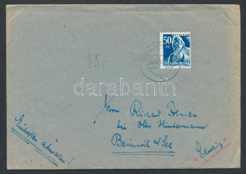 Lot 7711 - germany - french zone Single covers from all over the world - Germany - French zone - Darabanth Co Ltd Major Auction of stamps, postcards and other collectibles #26 Lot 7711 - germany - french zone Single covers from all over the world - Germany - French zone - Darabanth Co Ltd Major Auction of stamps, postcards and other collectibles #26