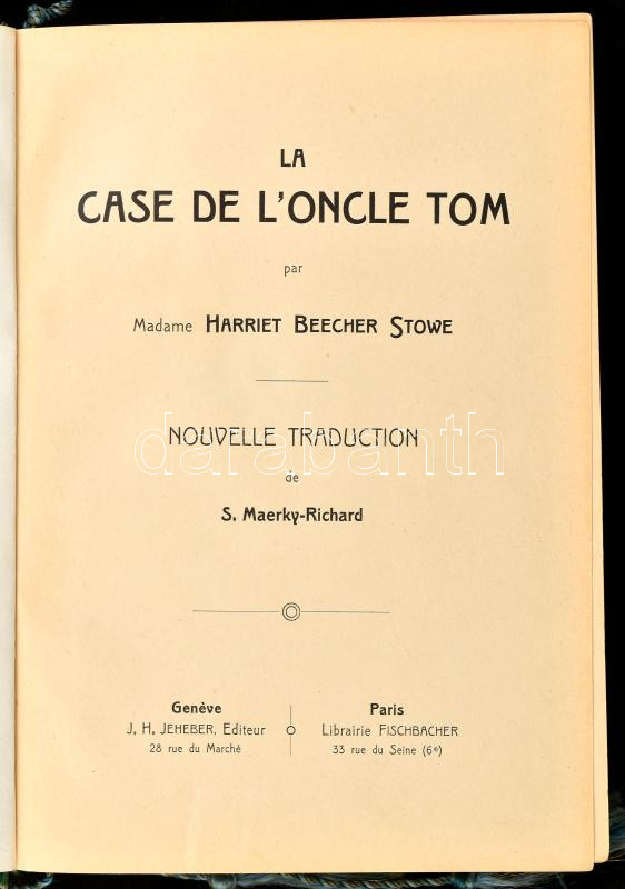 Beecher Stowe Harriet La Case De L Oncle Tom Uncle Tom S Cabin