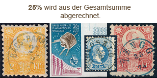 45. Gelaufene Fixpreis Angebot - Winter Sale, 25% Rabatt auf Briefmarken!