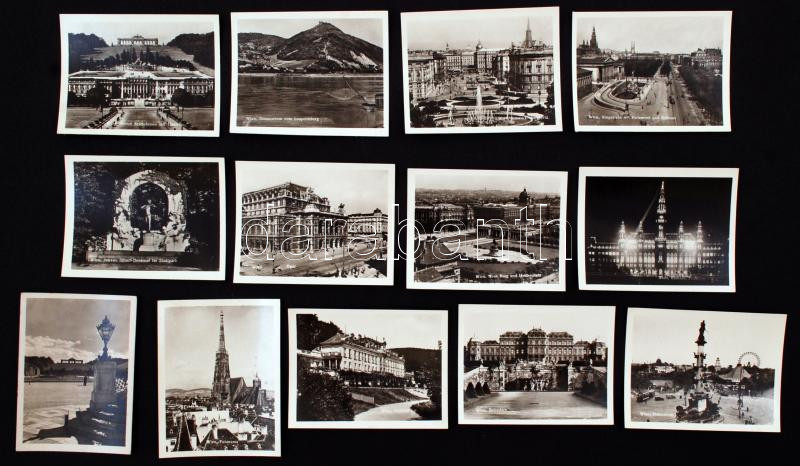 Old photos of Vienna's attractions,13 pieces 9x7cm, Korabeli fotók Bécs nevezetességeiről (Schönbrunn Kastély, Belvedere, Ringstrasse mit Parlament und Rathaus, Neue Burg, Oper, ect),13db, 9x7cm