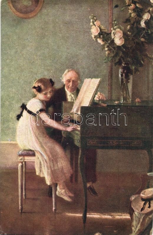 Az első zongoralecke s: Muenier, Erste Klavierstunde / The first piano lesson s: Muenier