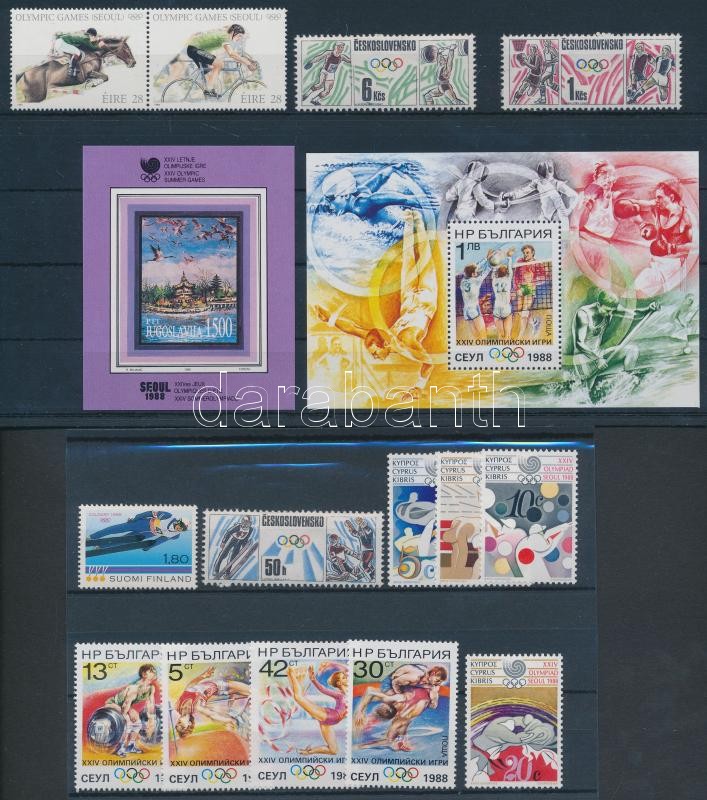 1987-1988 Olympics 5 sets + 4 stamps + 3 blocks + 1 pair, 1987-1988 Olimpia 5 klf sor + 4 klf bélyeg + 3 klf blokk + 1 db pár 3db stecklapon