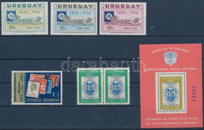 Centenary of Stamp 1 individual value, 1 set, 1 pair + 1 block, 100 éves a bélyeg motívum 1 önálló érték, 1 sor, 1 pár + 1 blokk