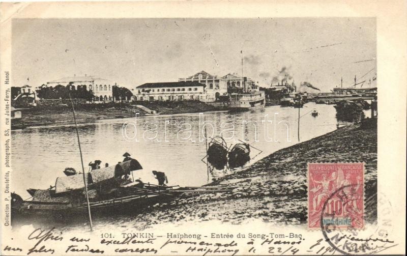 Tonkin, Haiphong, Entry of Song-Tom-Bac, steamships, TCV card