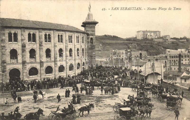 San Sebastián, Nueva Plaza de Toros / new bullfighting square, horse-drawn carriage