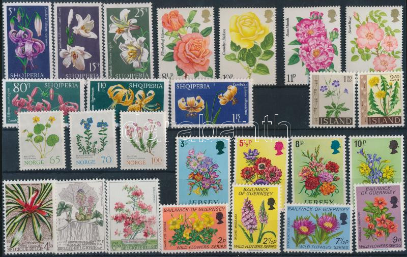 1960-1978 Flowers motive 16 sets, 1960-1978 Virágok motívum 16 db sor 3 stecklapon