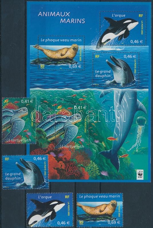 WWF tengeri állatok sor + blokk, WWF marine animals set + block