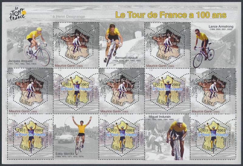 Centenary of Tour de France mini sheet, 100 éves a Tour de France kisív