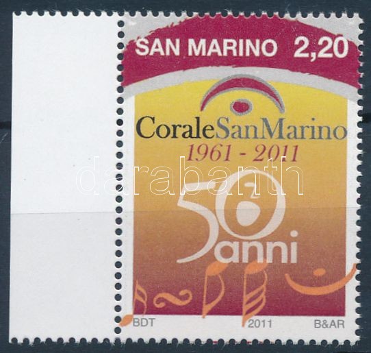 50th  anniversary of choir of San Marino margin stamp, 50 éves a san marinói kórus ívszéli bélyeg
