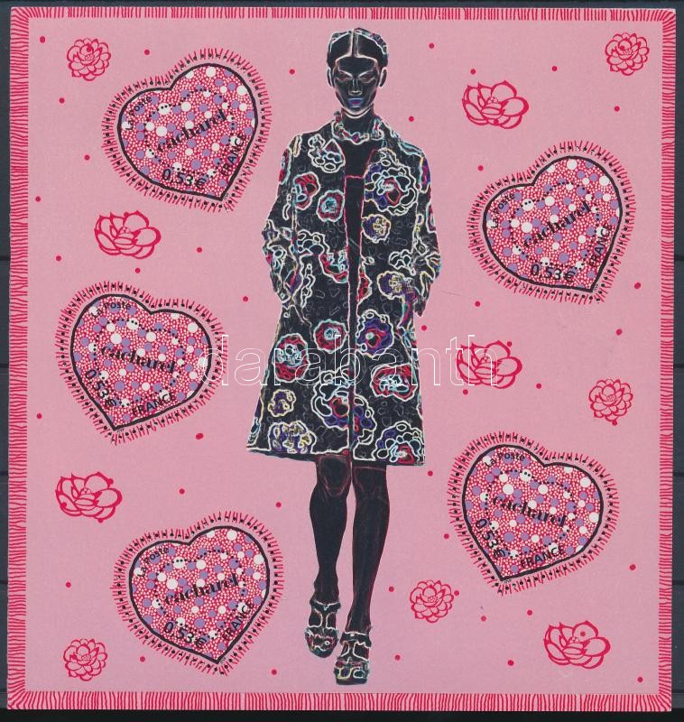 Üdvözlő bélyeg: Valentin nap kisív, Greeting stamps: Valentine's Day mini sheet