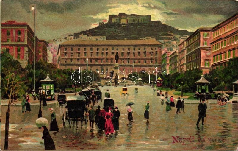 Naples, Napoli; Via Municipio, litho