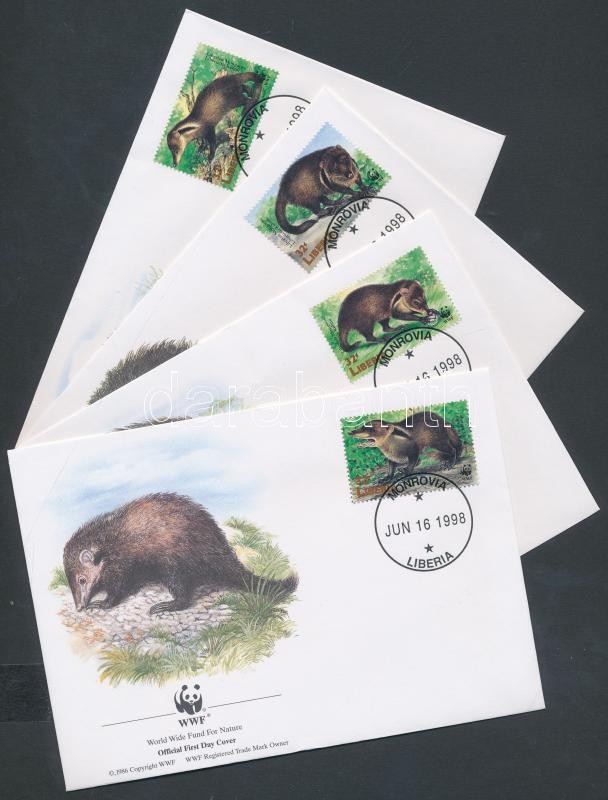 WWF mongoose set 4 FDC, WWF Libériai manguszta sor 4 FDC