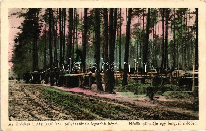 Hungarian soldiers in a Polish forest, Hősök pihenője egy lengyel erdőben; Az Érdekes Újság kiadása