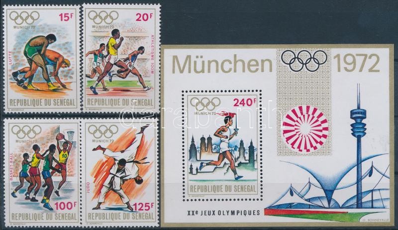 Nyári olimpia, München sor + blokk, Summer Olympics, Munich set + block