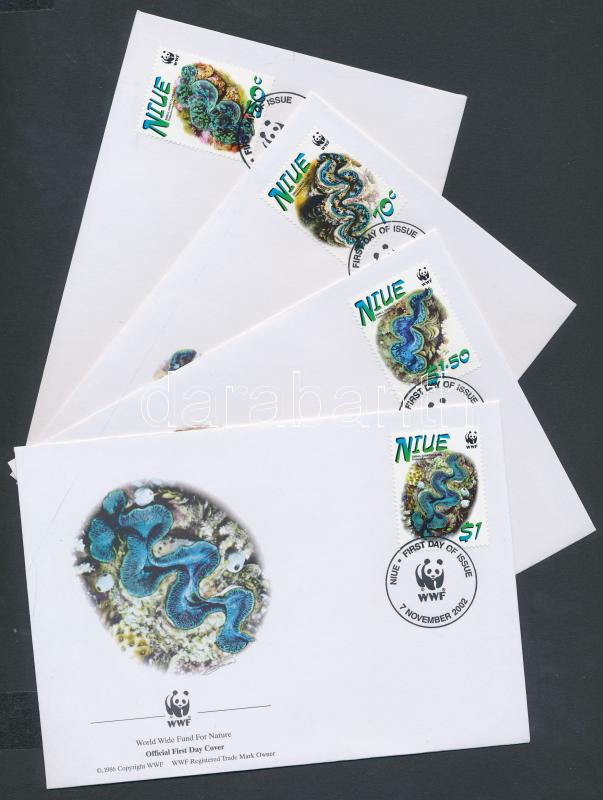 WWF giant shell set 4 FDC, WWF óriáskagyló sor 4 FDC