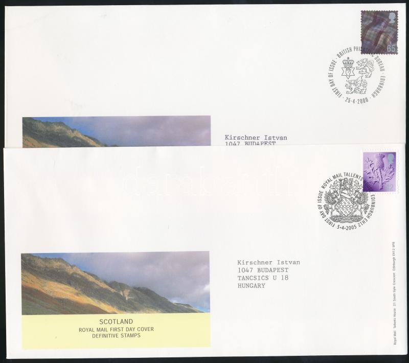 Skócia 2000-2005 Forgalmi bélyeg 2 FDC-n, Scotland 2000-2005 Definitive stamp 2 FDC