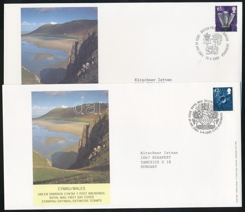 Wales 2000-2005 Forgalmi bélyeg 2 FDC-n, Wales 2000-2005 Definitive stamp 2 FDC