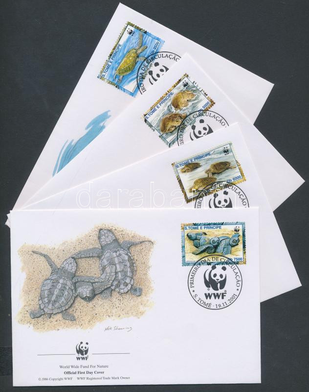 WWF Ridley sea turtle set 4 FDC, WWF Fattyúteknős sor 4 FDC