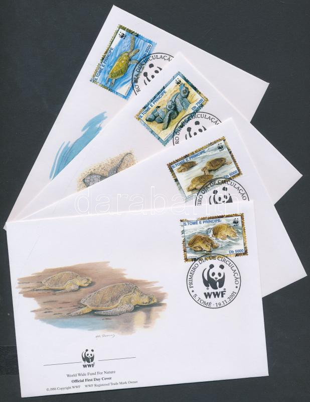 WWF Ridley sea turtle set 4 FDC, WWF Fattyúteknős sor 4 FDC