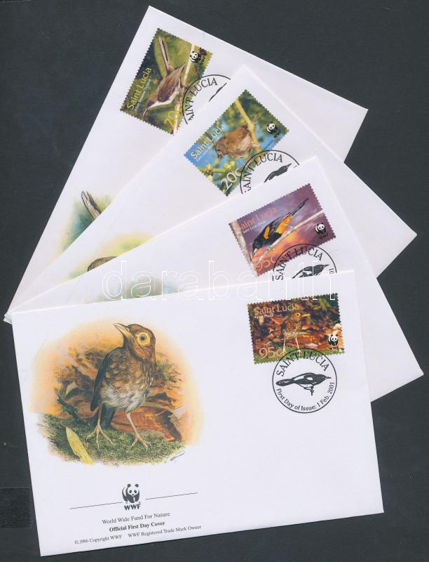 WWF songbirds set 4 FDC, WWF énekesmadarak sor 4 FDC