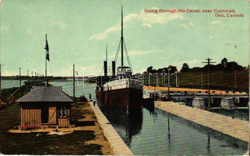 Cornwall, steamship going through the Canal