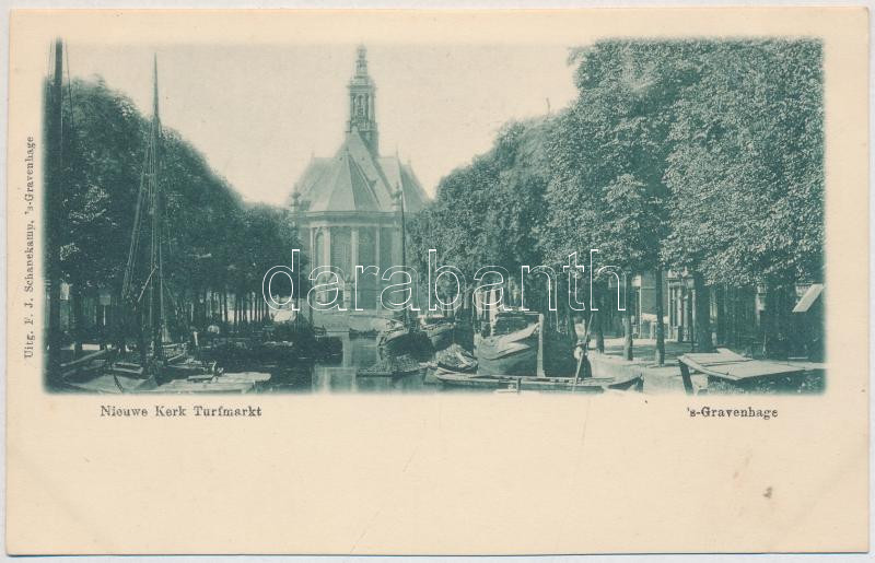 The Hague, Den Haag; Nieuwe Kerk Turfmarkt / new church, boats