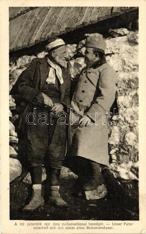 Hungarian military chaplain, old muslim man, A mi páterünk egy öreg mohamedánnal beszélget