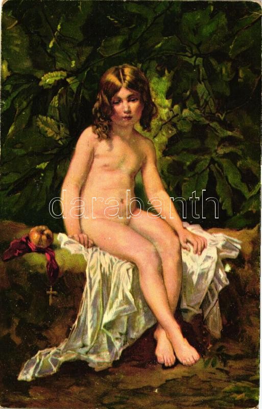 Klein Eva / Nude girl litho s: Thomas Couture, Meztelen leány, litho s: Thomas Couture