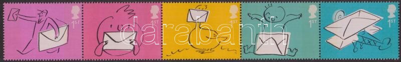 Greeting stamps stripe of 5, Üdvözlő bélyegek: boríték ötöscsík