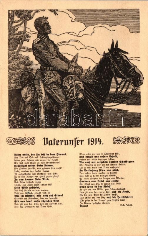Vaterunser 1914 Verlag R. Tscherpel / cavalryman, Miatyánk 1914, német lovas katona