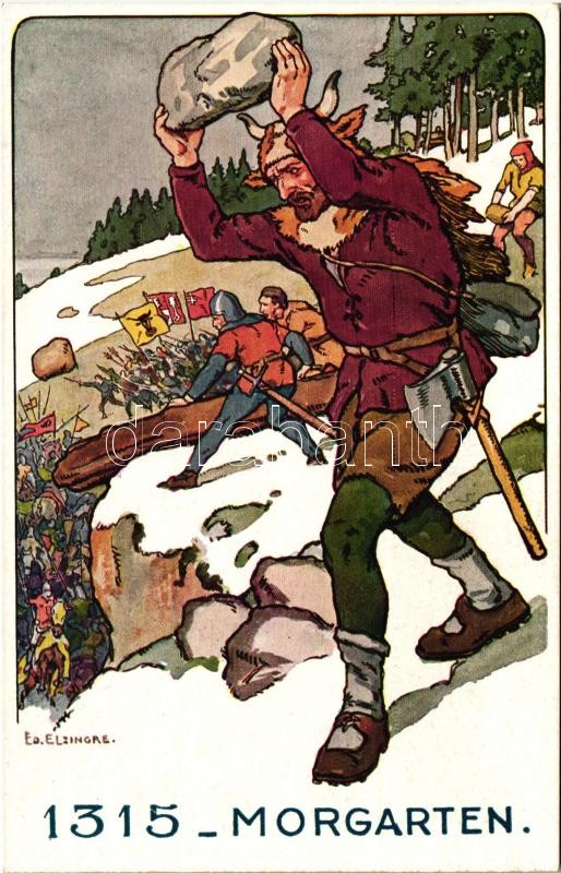 1315 morgarteni csata, svájci hadtörténet s: Elzingre, '1315 Morgarten' Der schweizer Soldat im Laufe der Jahrhunderte / Switzerland, military history s: Elzingre