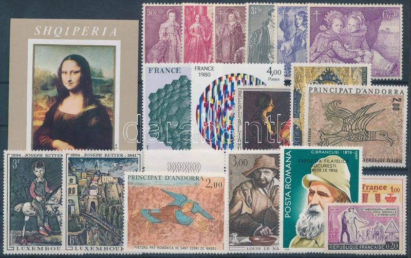 1963-1985 Paintings, art 18 stamps with sets + 1 block, 1963-1985 Festmény, művészet motívum 18 db bélyeg, közte teljes sorok és üres mezős érték + 1 db blokk