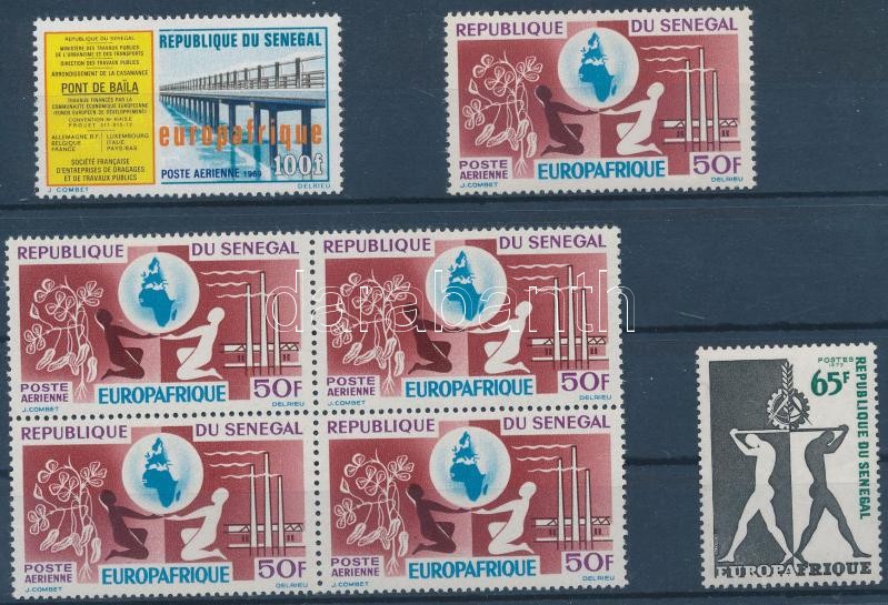 1964/1973 EUROPAFRIQUE 3 diff. stamps, 1964/1973 EUROPAFRIQUE 3 klf bélyeg (közte négyestömb)