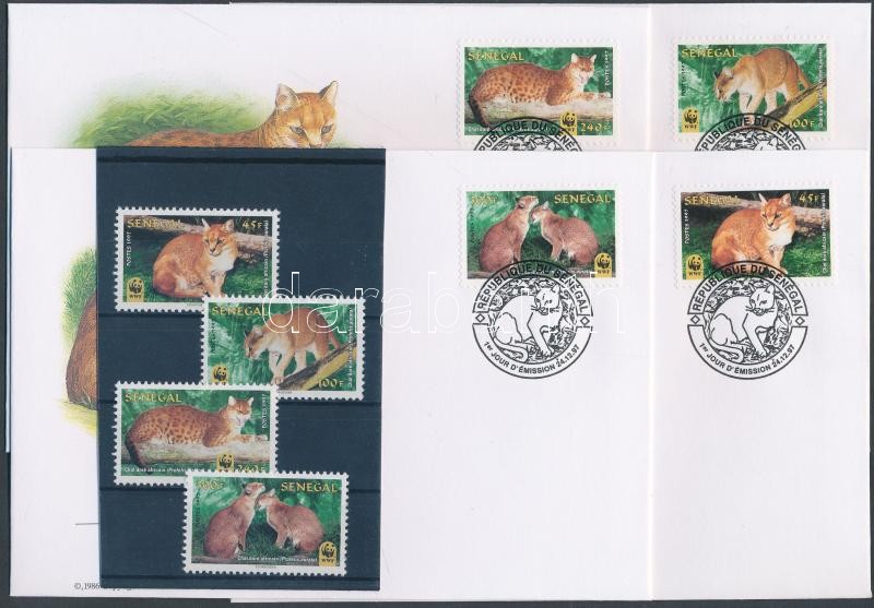 WWF African golden cat set + 4 FDC, WWF Afrikai aranymacska sor + 4 FDC