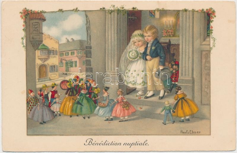 Benediction nuptiale / Marriage, Children, dolls, Selco No. 1019. s: Pauli Ebner, Házassági áldás, Selco No. 1019. s: Pauli Ebner