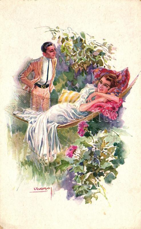 Couple, Art Deco postcard, Erkal No. 334/3. s: Usabal, Szerelmespár, Art Deco képeslap, Erkal No. 334/3. s: Usabal