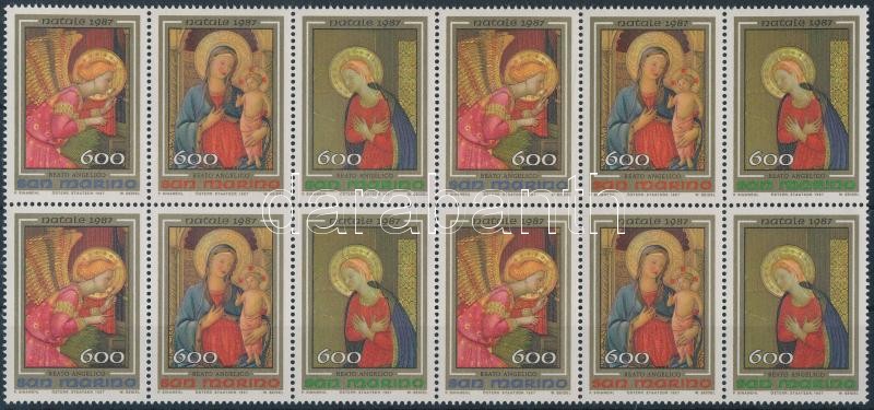 Christmas, painting set in block of 12, Karácsony, festmény sor 12-es tömbben