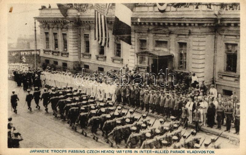 Vladivostok, Japanese troops passing Czech headquarters in inter-allied parade