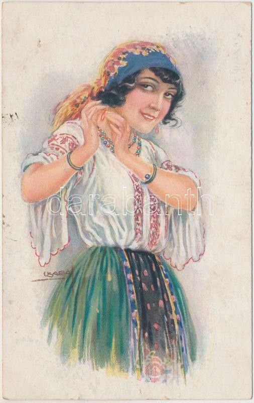 'Magyar vér' Art Deco képeslap Erkal Nr. 331/4 s: Usabal, 'Ungarisch Blut' Art Deco postcard Erkal Nr. 331/4 s: Usabal