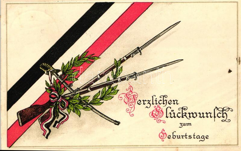 Geburtstag / Birthday, German military propaganda Emb., Születésnapi köszöntés, német katonai propaganda, dombornyomott lap