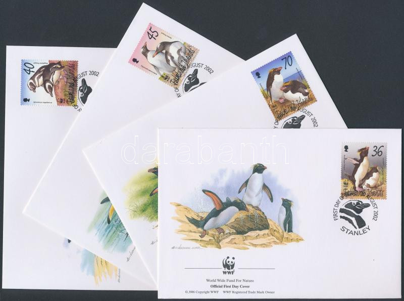 WWF penguins set on 4 FDC, WWF pingvinek sor 4 FDC