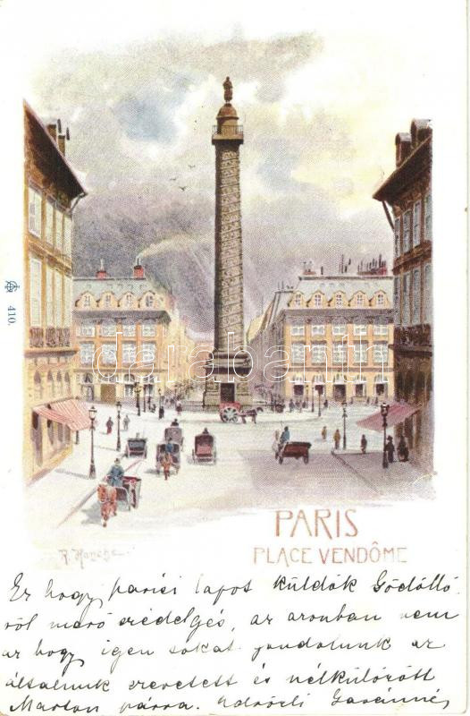 Paris, Place Vendome / square, artist signed