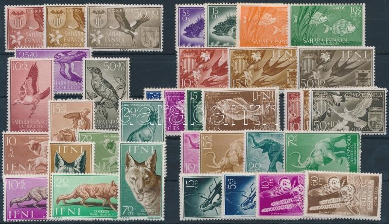 Állat motívum 1950-es évekből Spanyol-Guinea, -Szahara, Ifin 10 klf sor, Animals stamps from 1950s 10 diff sets Spanish Guinea, -Szahara, Ifin