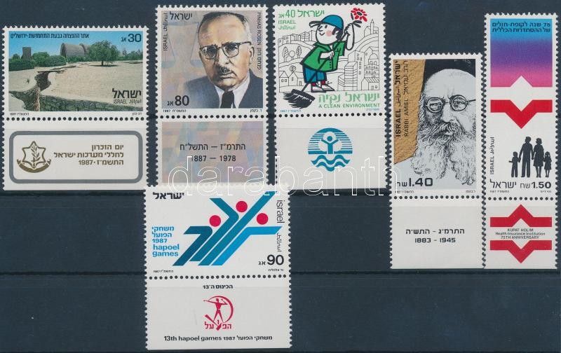 6 diff stamps with tab, 6 klf tabos bélyeg