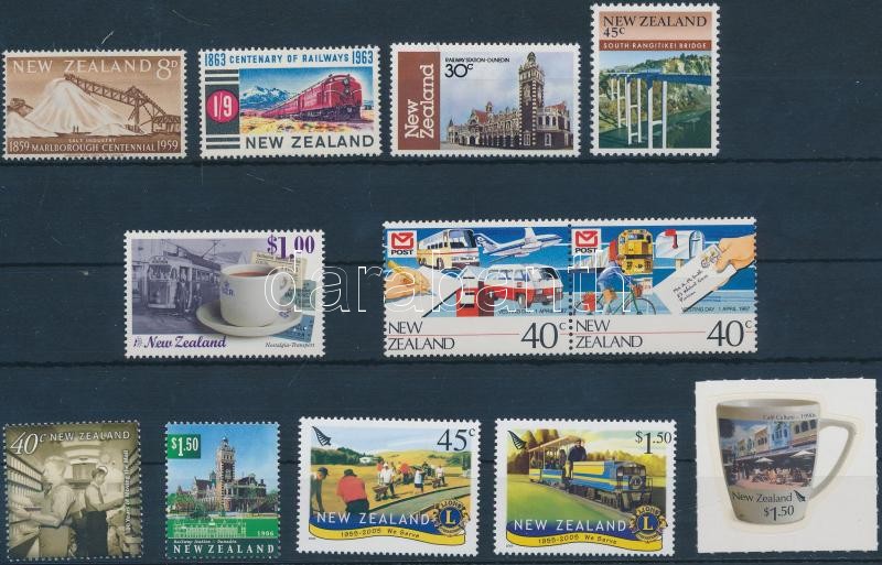 Új Zéland 12 db motívum bélyeg (híd, vasút, közlekedés stb.), New Zealand 12 stamps