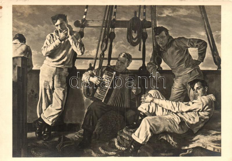 Night on board, WWII German mariners, accordion, H.D.K. 498. s: Schwarte-Hellweg