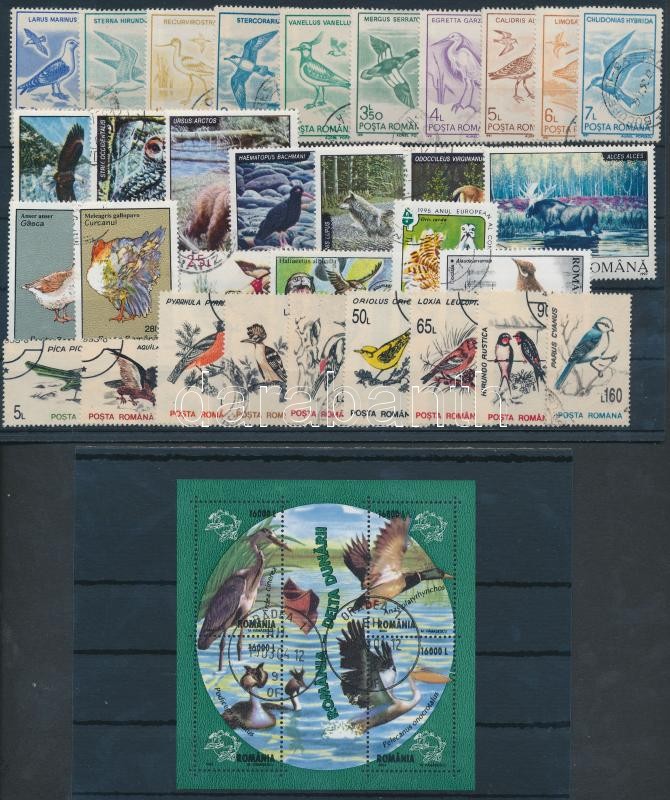 1980-2004 Madár motívum 63 db bélyeg, közte teljes sorok + 2 db blokk, 3 db stecklapon, 1980-2004 Birds 63 stamps with sets + 2 blocks