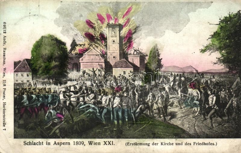 Vienna, Wien XXII. Aspern, Schlacht / battle, bombing the church and the cemetery