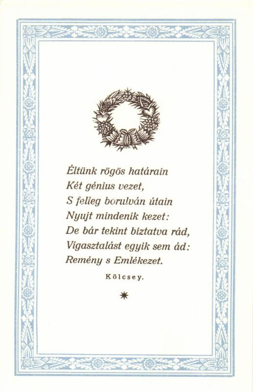 Hungarian poem by Kölcsey, Kölcsey Ferenc, Remény, Emlékezet c. verséből részlet; Knerr I.